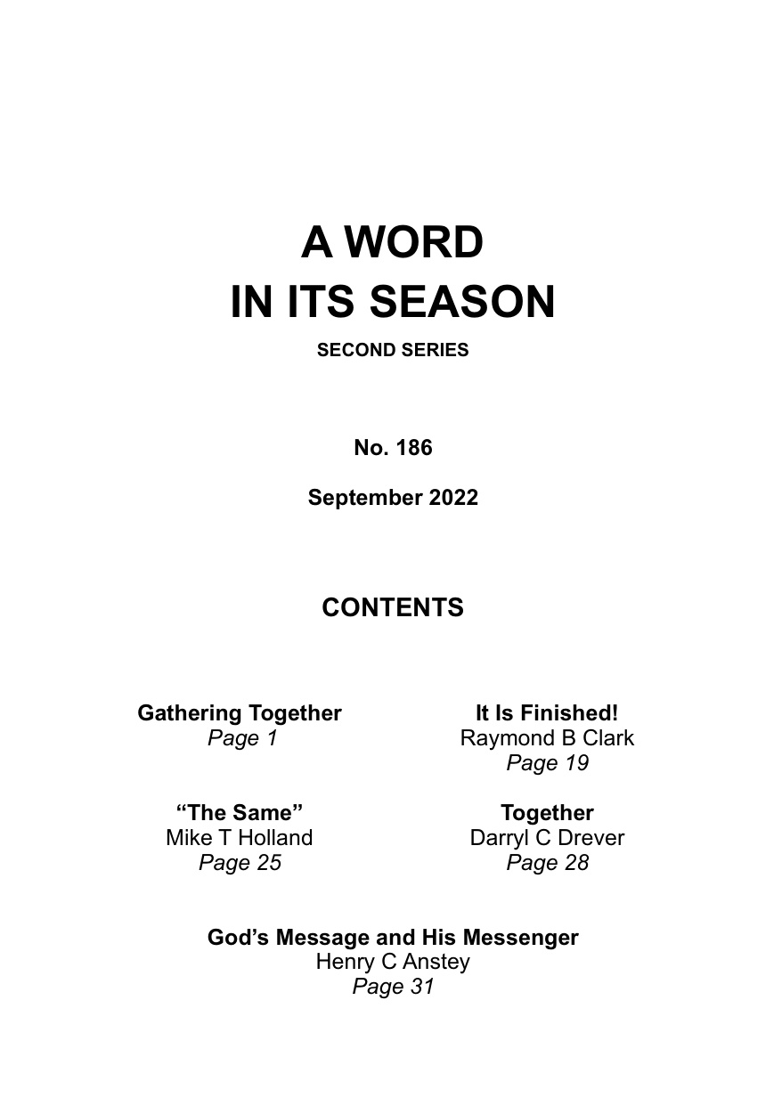A Word in its Season 186 - Sept 2022