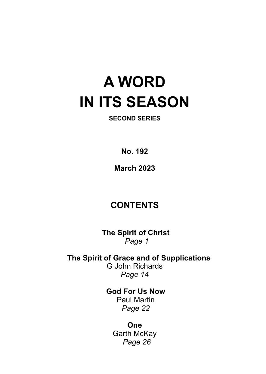 A Word in its Season 192 - Mar 2023