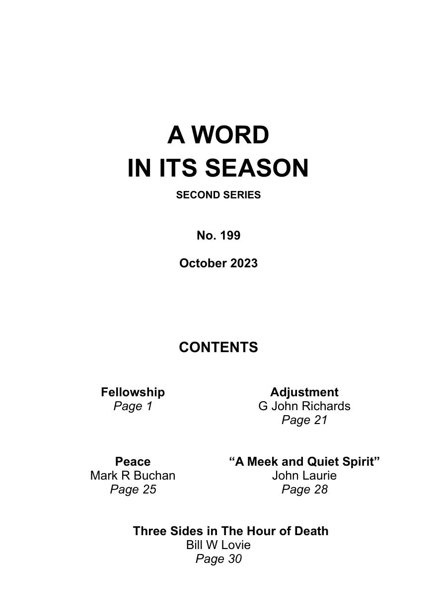 A Word in its Season 199 - Oct 2023