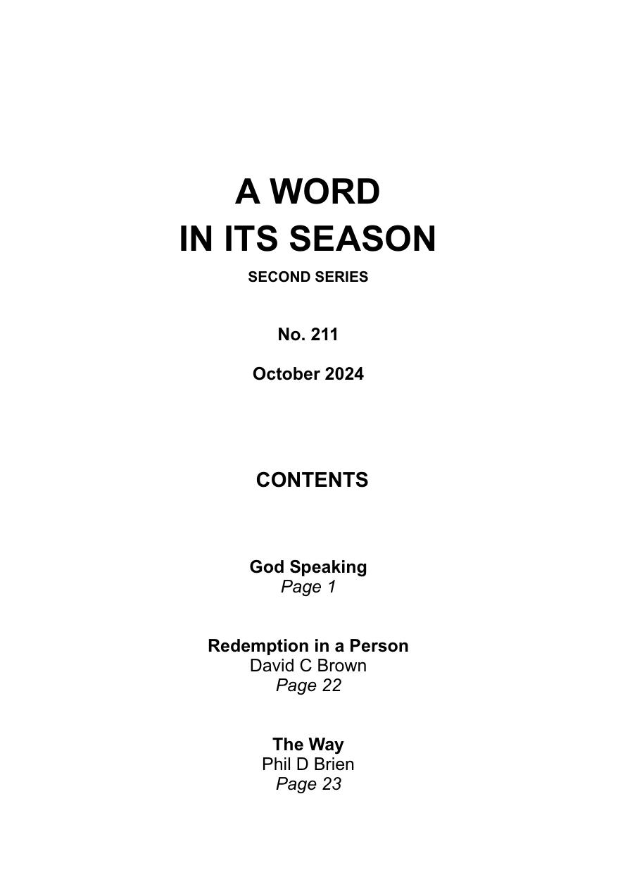 A Word in its Season 211 - October 2024