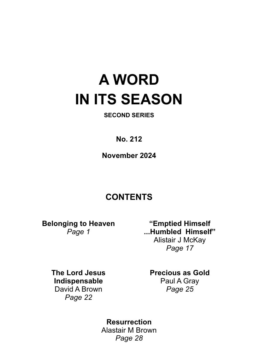 A Word in its Season 212 - Nov 2024