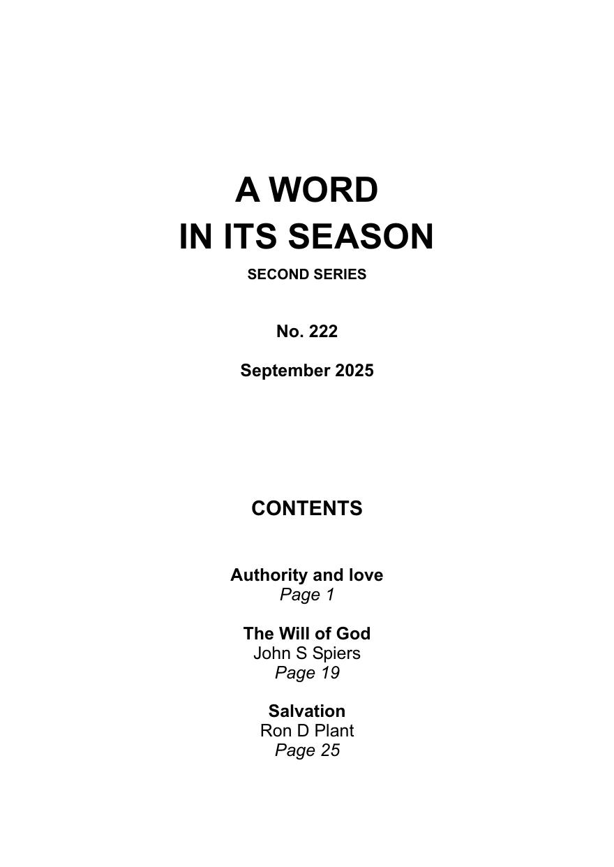 A Word in its Season 222 - September 2025