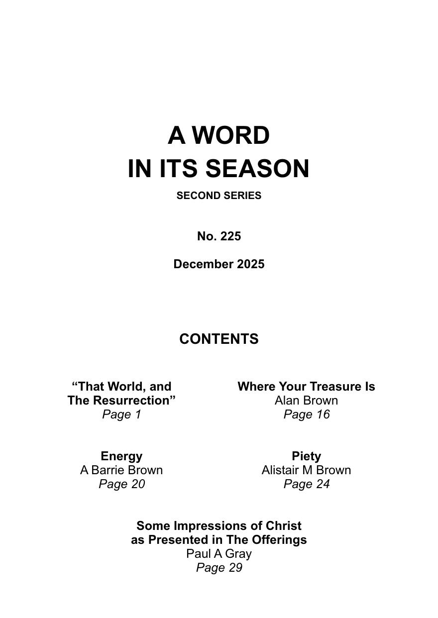 A Word in its Season 225 - December 2025