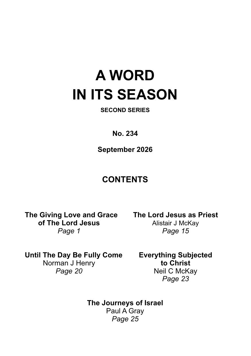 A Word in its Season 234 - September 2026