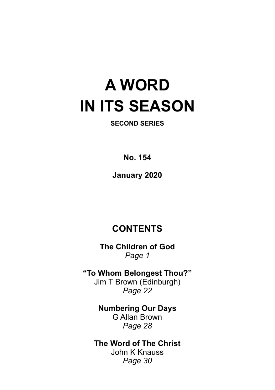 A Word in its Season 154 - Jan 2020