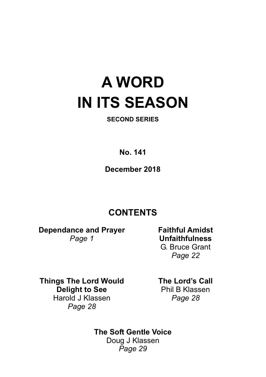 A Word in its Season 141 - Dec 2018