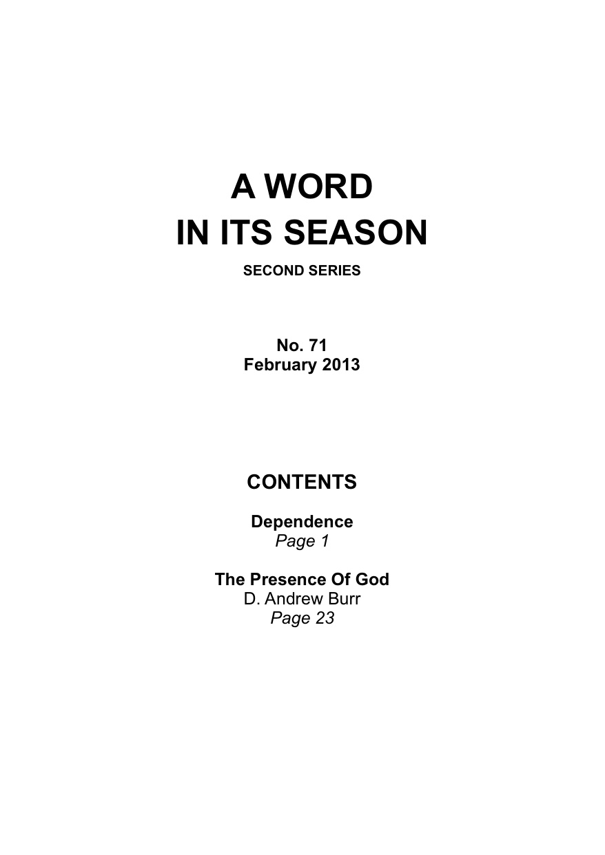 A Word in its Season 071 - Feb 2013